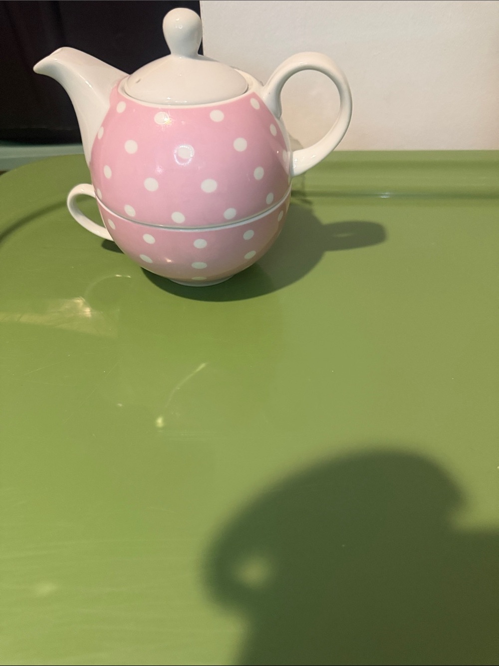Pink Polka Dot Ceramic Tea-for-One Set